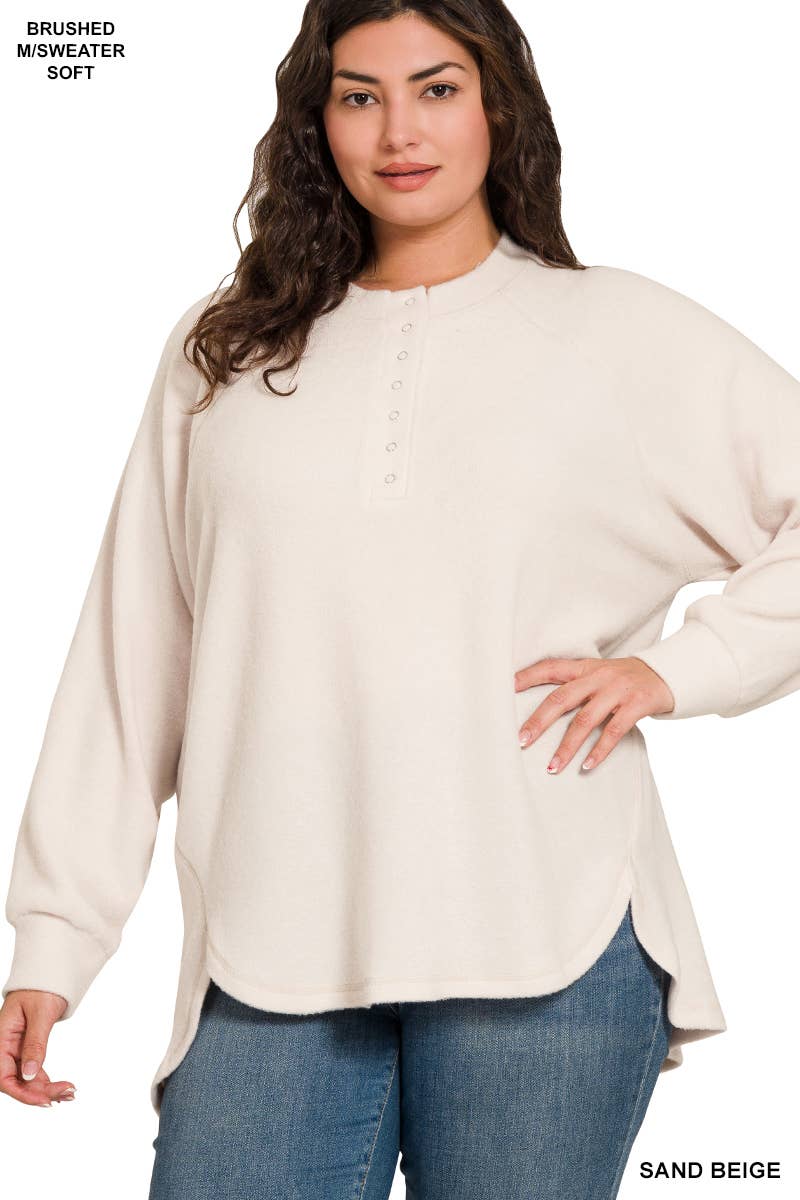 SI-25395 Plus Brushed Melange Hacci Oversized 7 Button Henle Zenana