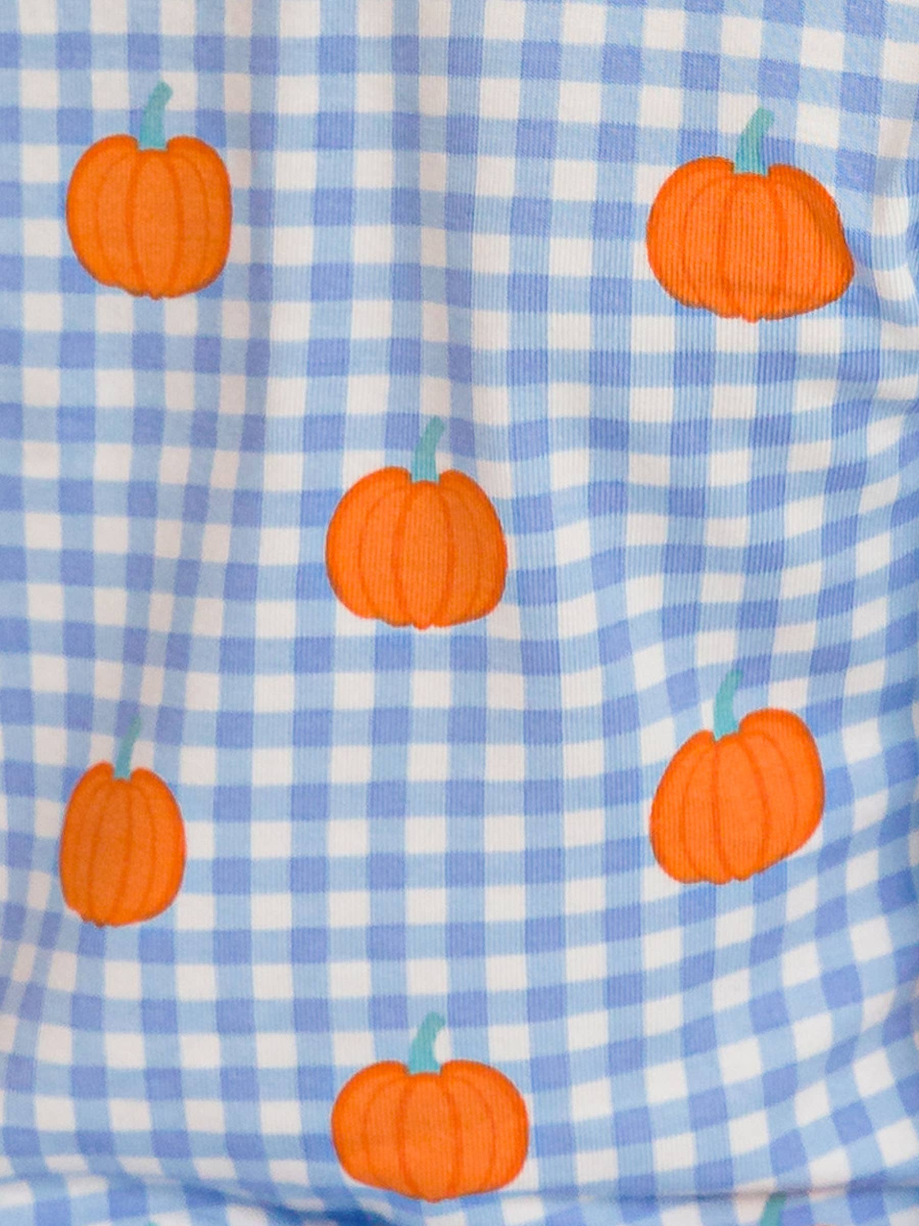 SoftSnooze™ Kids Bamboo Viscose Pumpkin Patch Gingham Long Sleeve Pajama Set