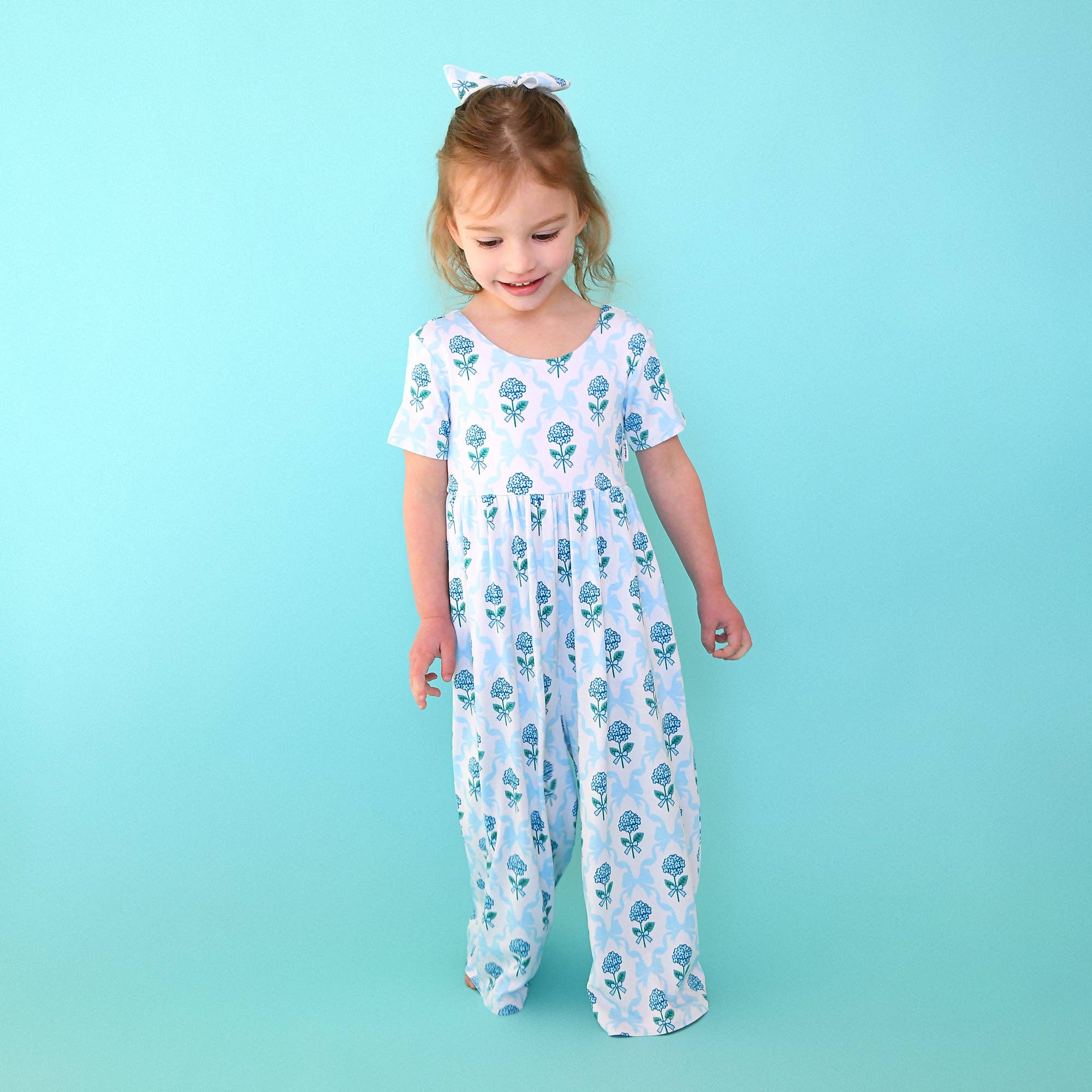 Savannah WIDE LEG ROMPER Bamboo Floral Kids Clothing Outfit