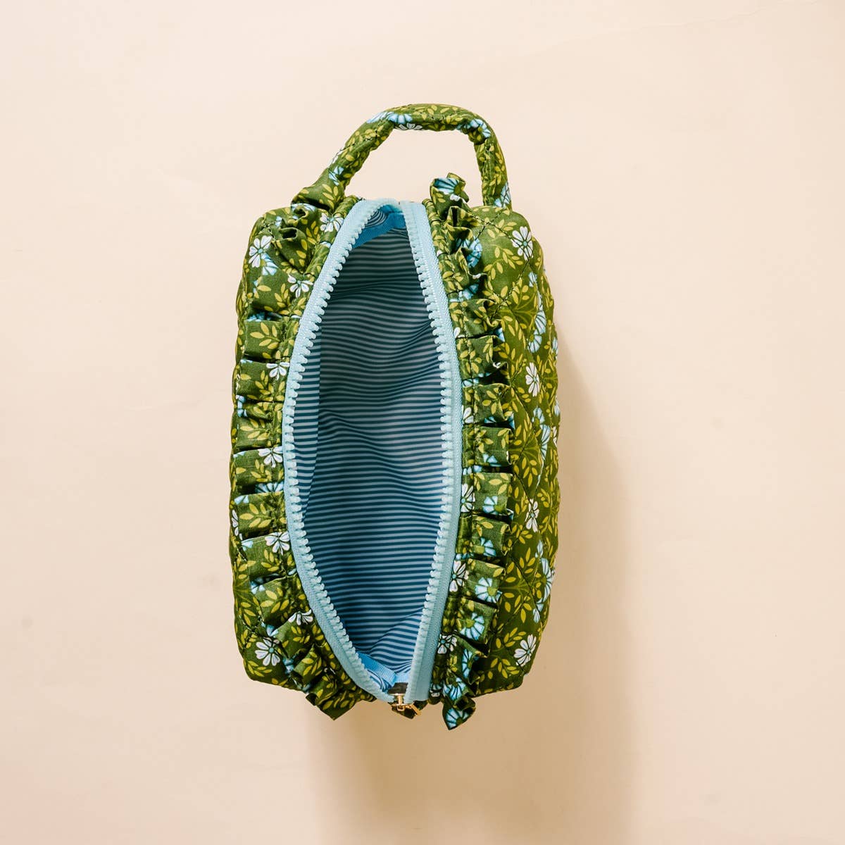 Essentials Quilted Cosmetic Pouch–Everbloom Forest Green