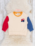 Tractor Trail Embroidered Colorblock Top