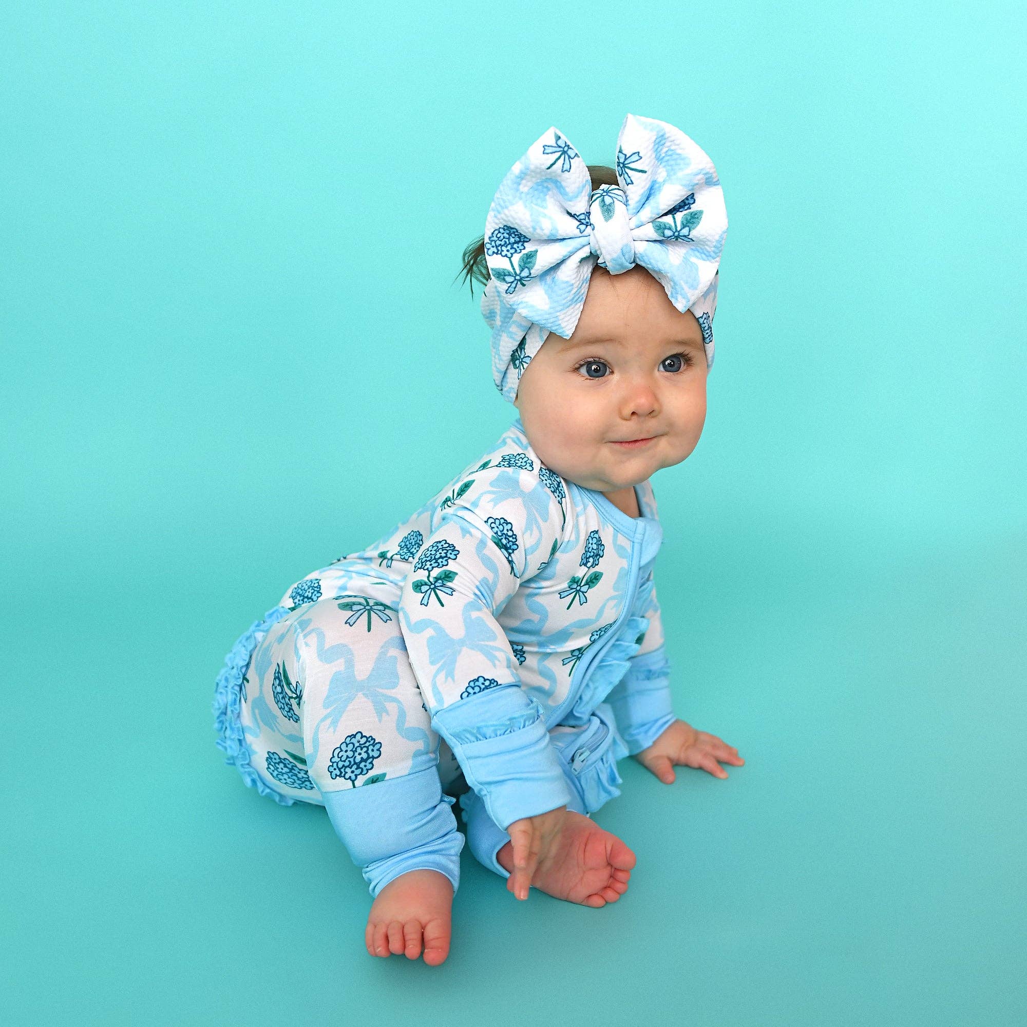 Savannah RUFFLE ZIP Bamboo One Piece Floral Baby Outfit