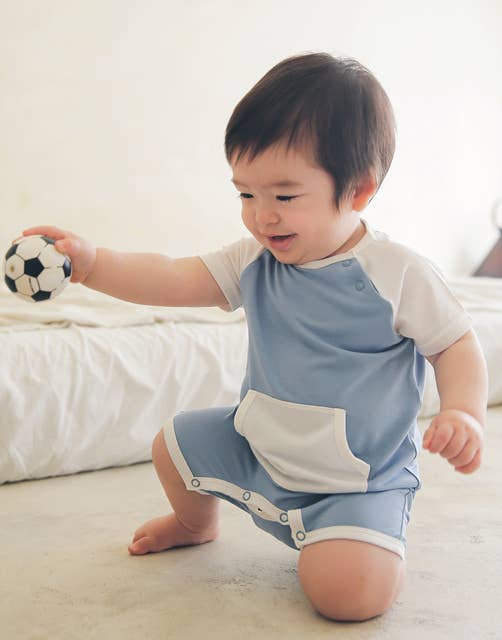 Bamboo Smile Blue Baby Romper