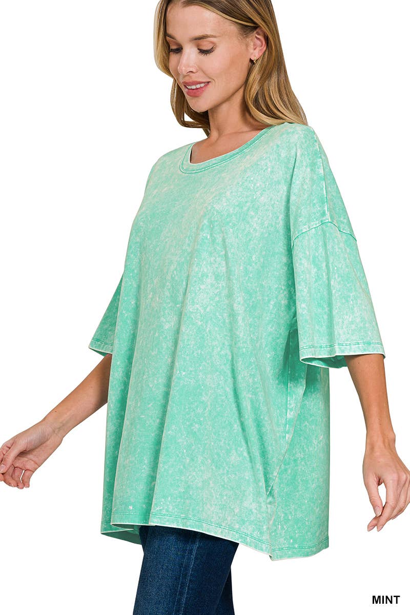 Acid Wash Oversized Cotton Tee - Zenana