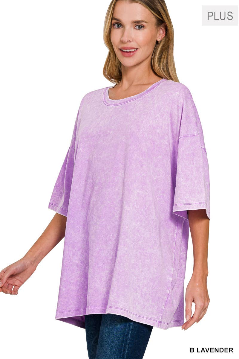 Plus size Washed Cotton Oversized Boyfriend Tee - Zenana