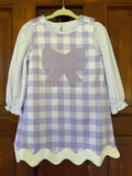 Purple Gingham Bow Dress & Bitty Dot Long Sleeve Top