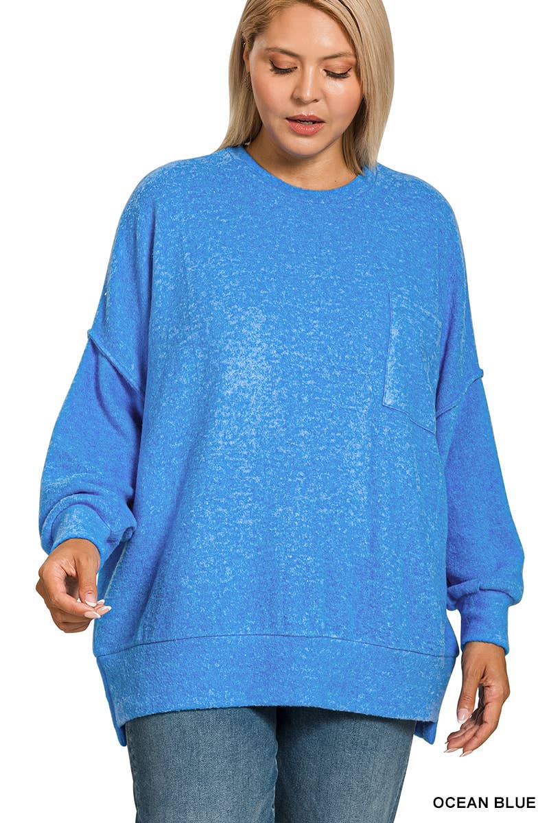 Plus Brushed Melange Oversized Sweater Zenana