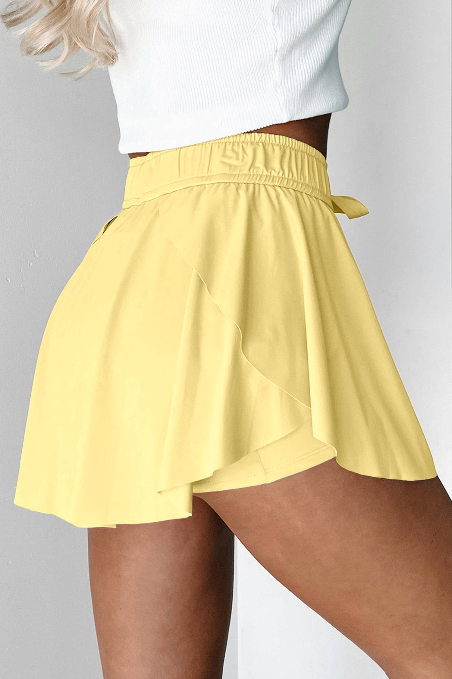 Drawstring Elastic Waistband Lined Tennis Skorts