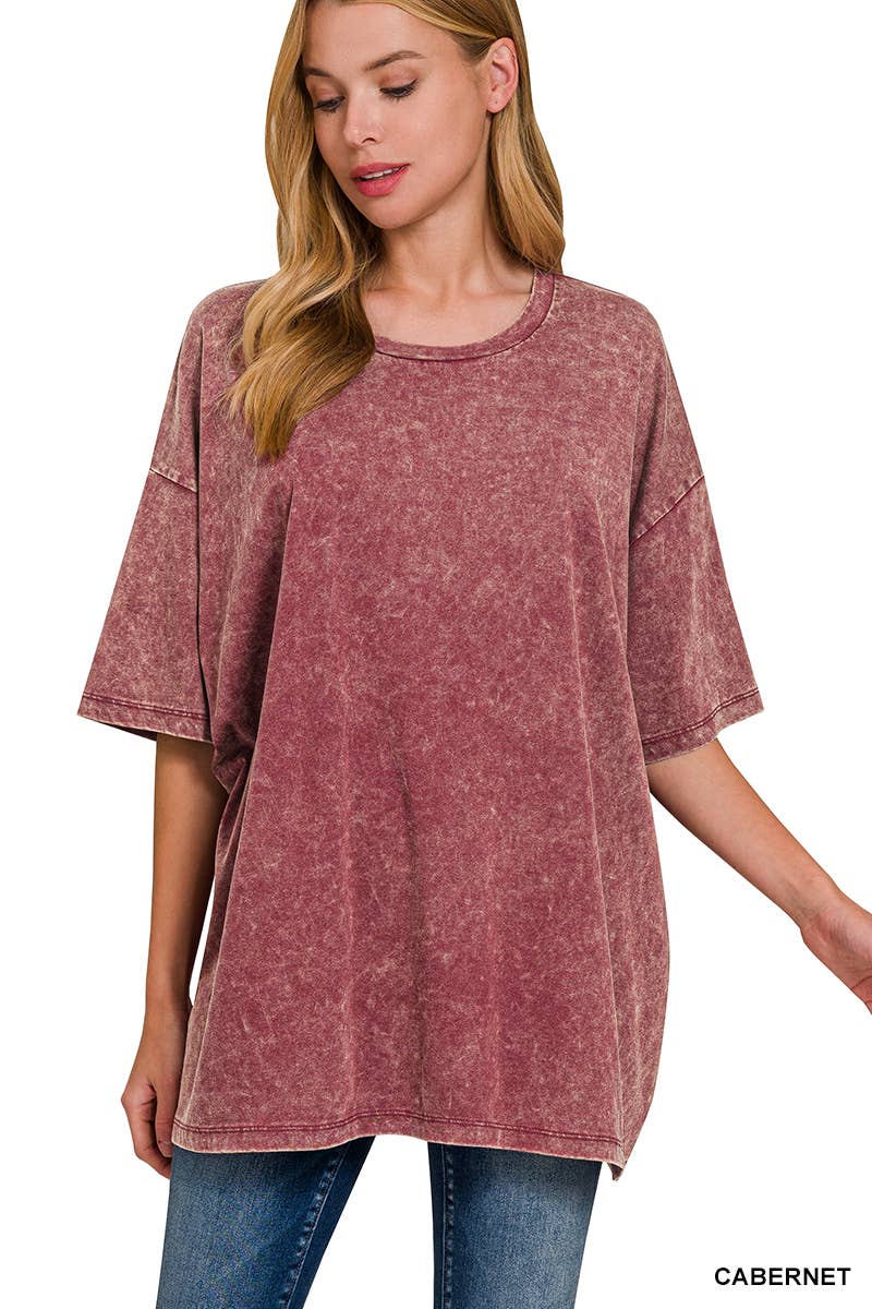 Acid Wash Oversized Cotton Tee - Zenana