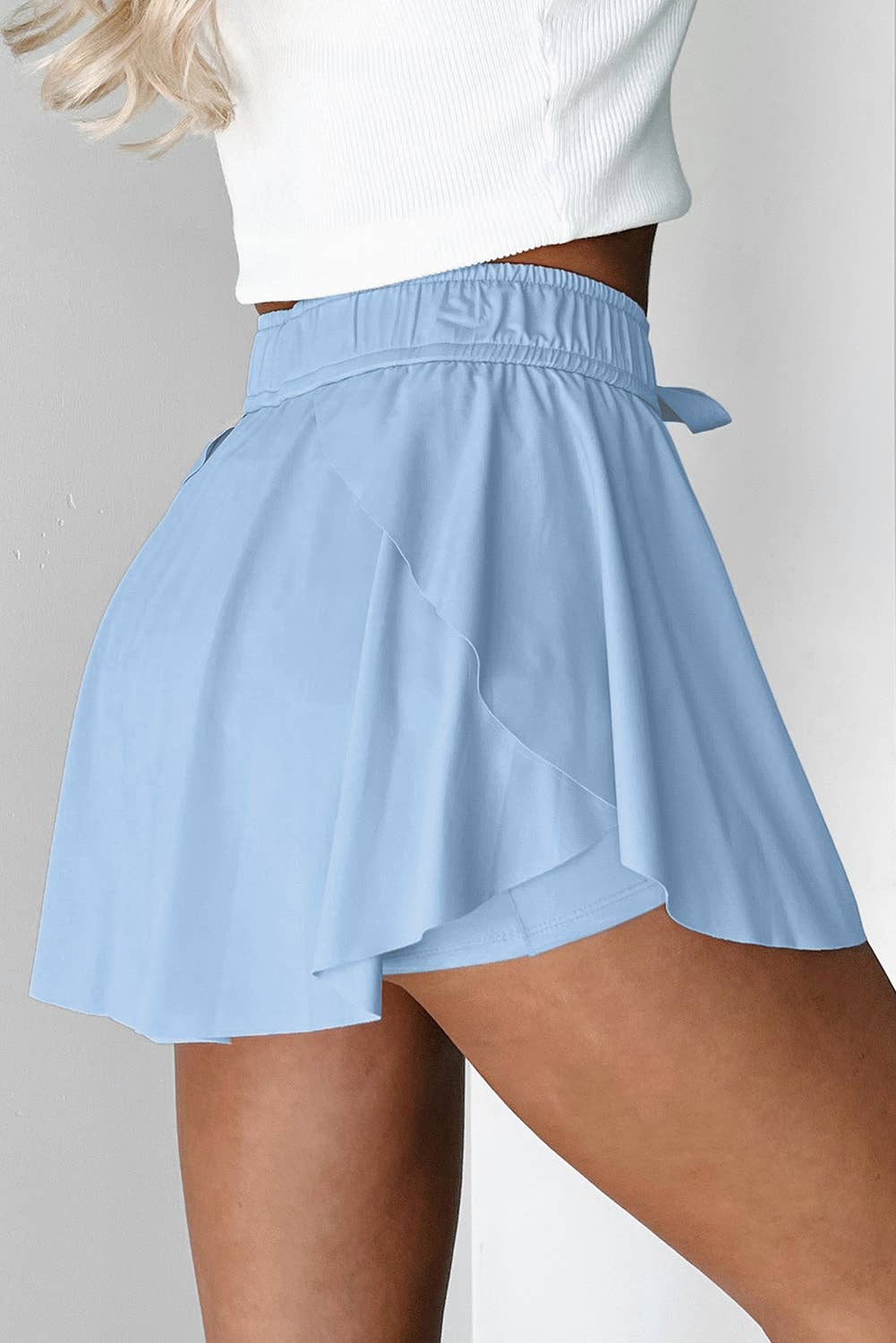 Drawstring Elastic Waistband Lined Tennis Skorts