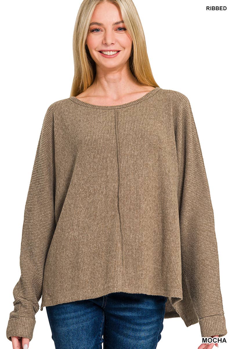 Brushed Melange Hacci Dolman Sleeve Sweater