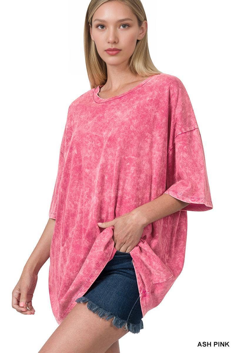 Acid Wash Oversized Cotton Tee - Zenana