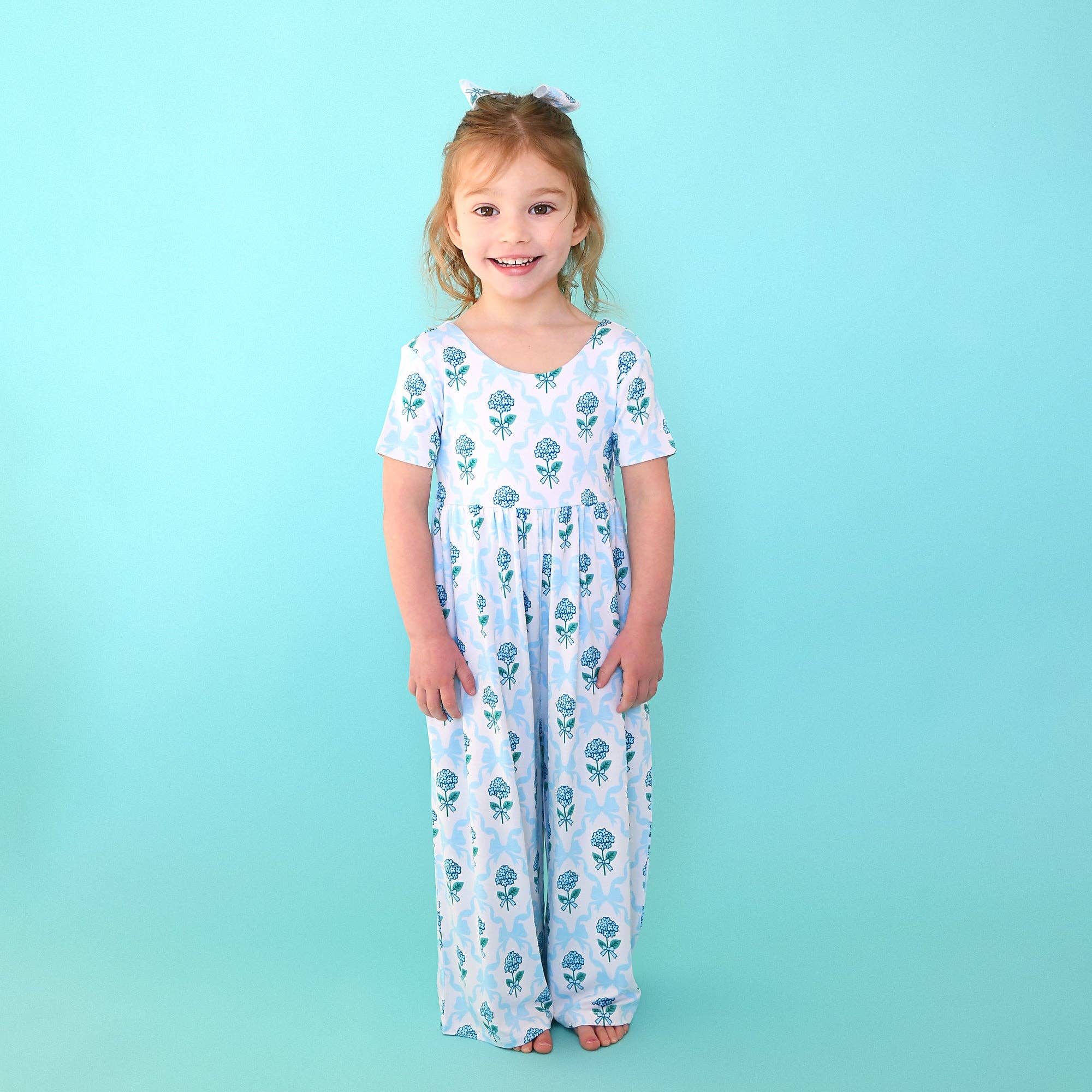Savannah WIDE LEG ROMPER Bamboo Floral Kids Clothing Outfit