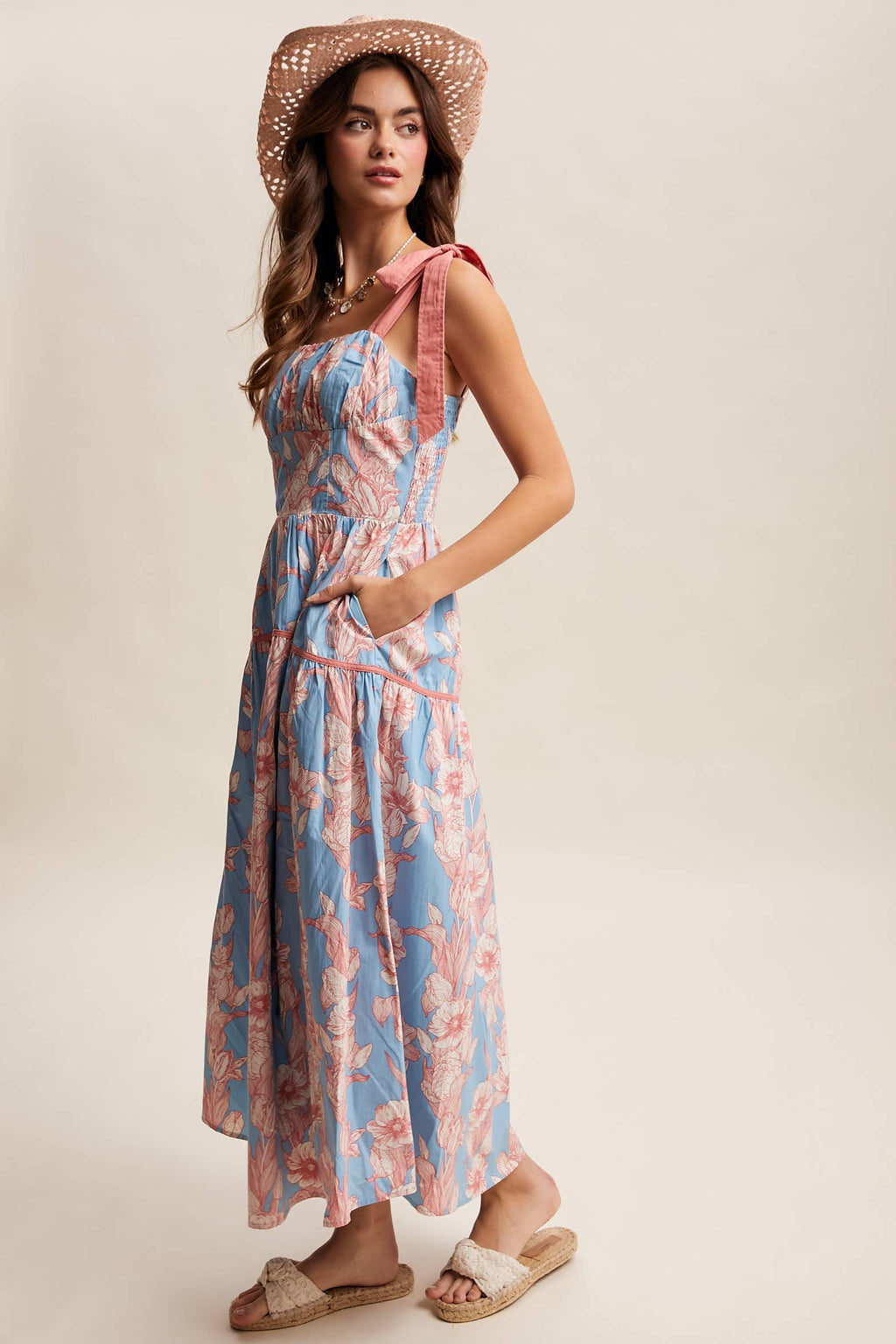 Floral Tie-Shoulder Sundress LD1552
