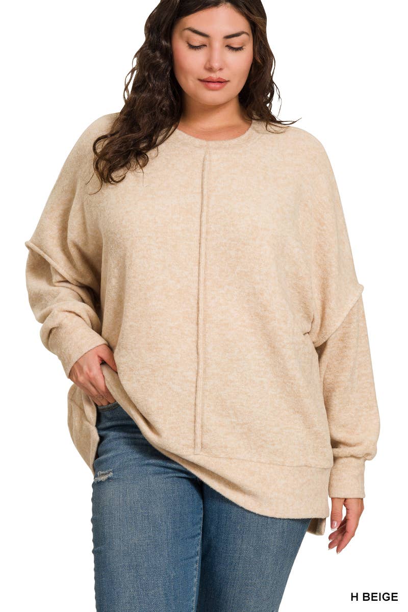 SI-23839 Plus Brushed Melange Hacci Oversized Sweater