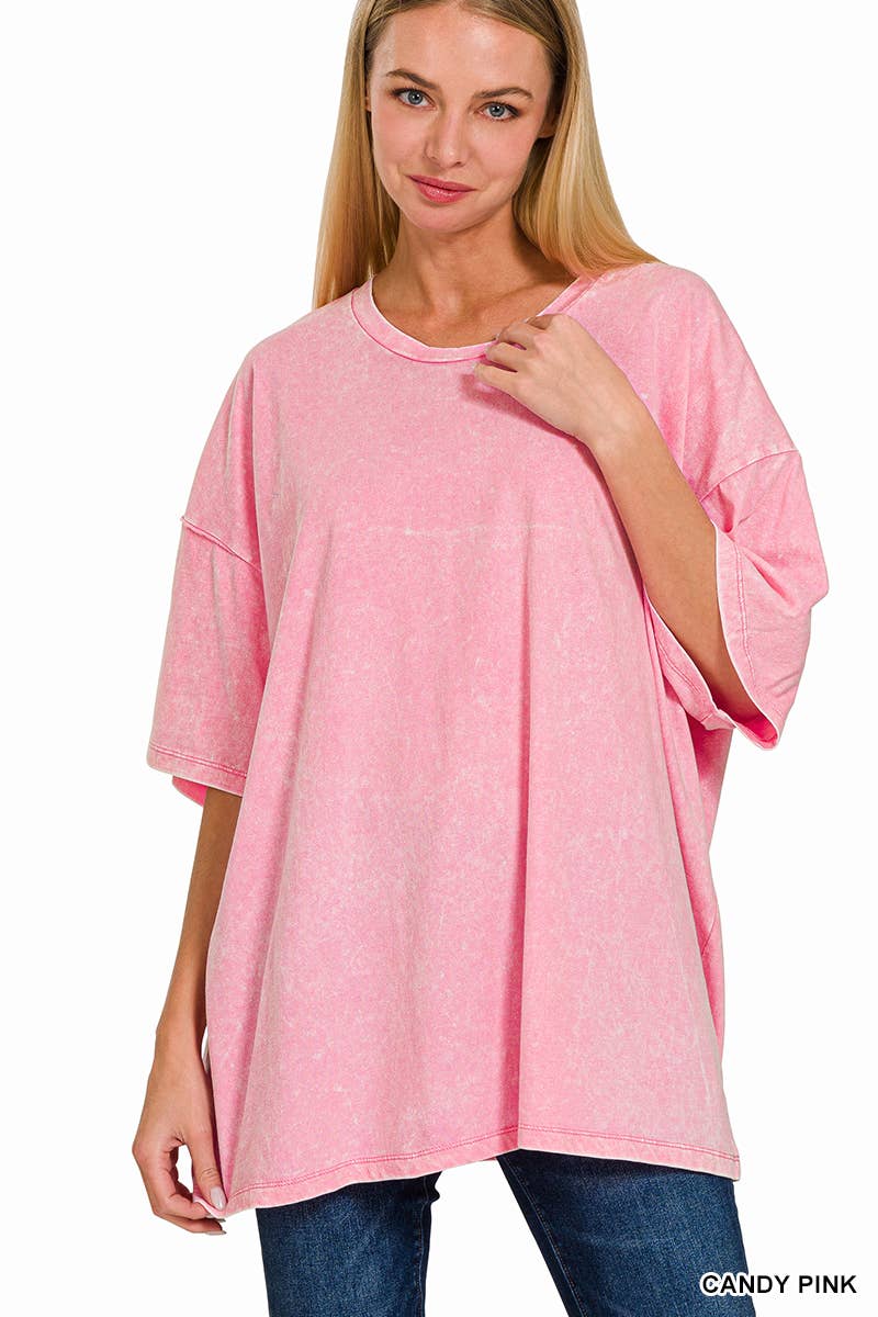 Acid Wash Oversized Cotton Tee - Zenana