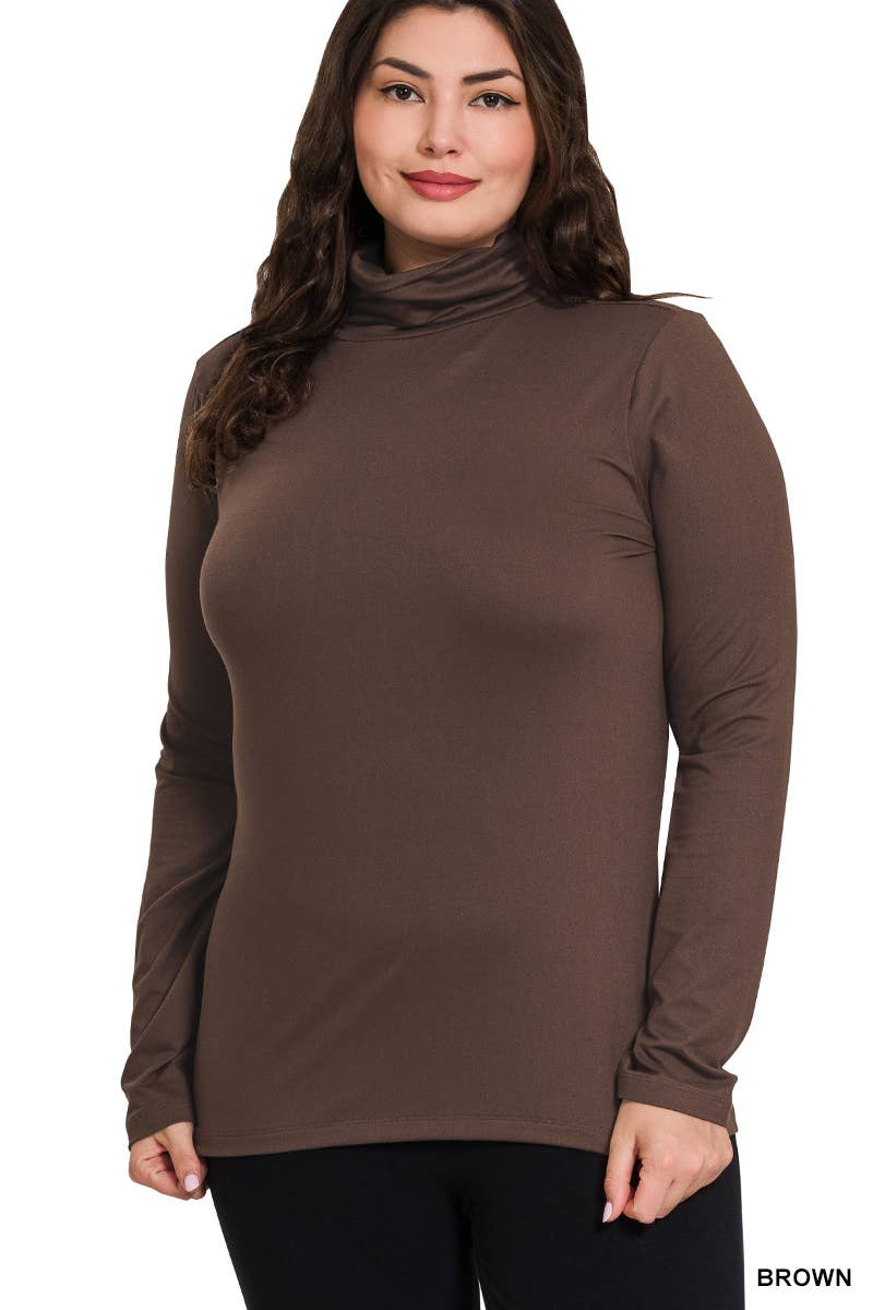 Plus Premium Microfiber Mock Neck Top - Zenana