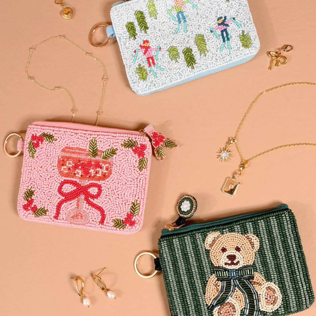 Handcrafted Beaded Pouch-Teddy Bear Theo