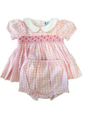 Carson and Friends Girls Gingham Smocked Diaper Set