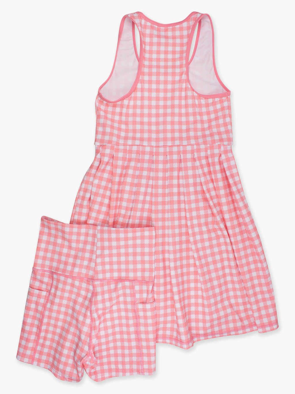 Women's Bubblegum Gingham Pleated Skirt Active Dress & Bike Short Set