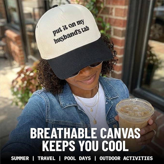 Criss Cross 2-Tone Hat - Put It on My Husbands Tab - Blk/Bge