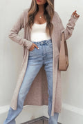 Solid Long Sleeve Open Front Duster Cardigan (S-XL)
