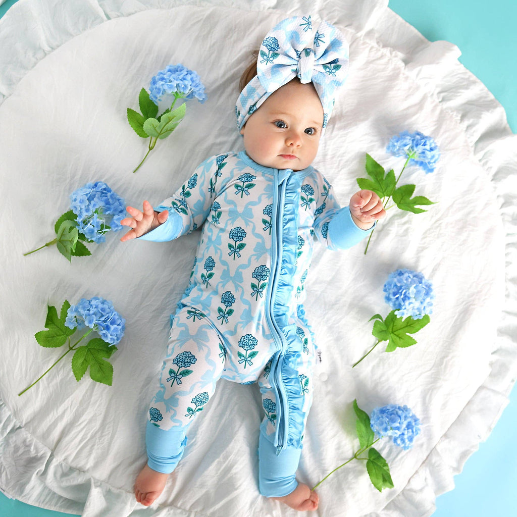 Savannah RUFFLE ZIP Bamboo One Piece Floral Baby Outfit