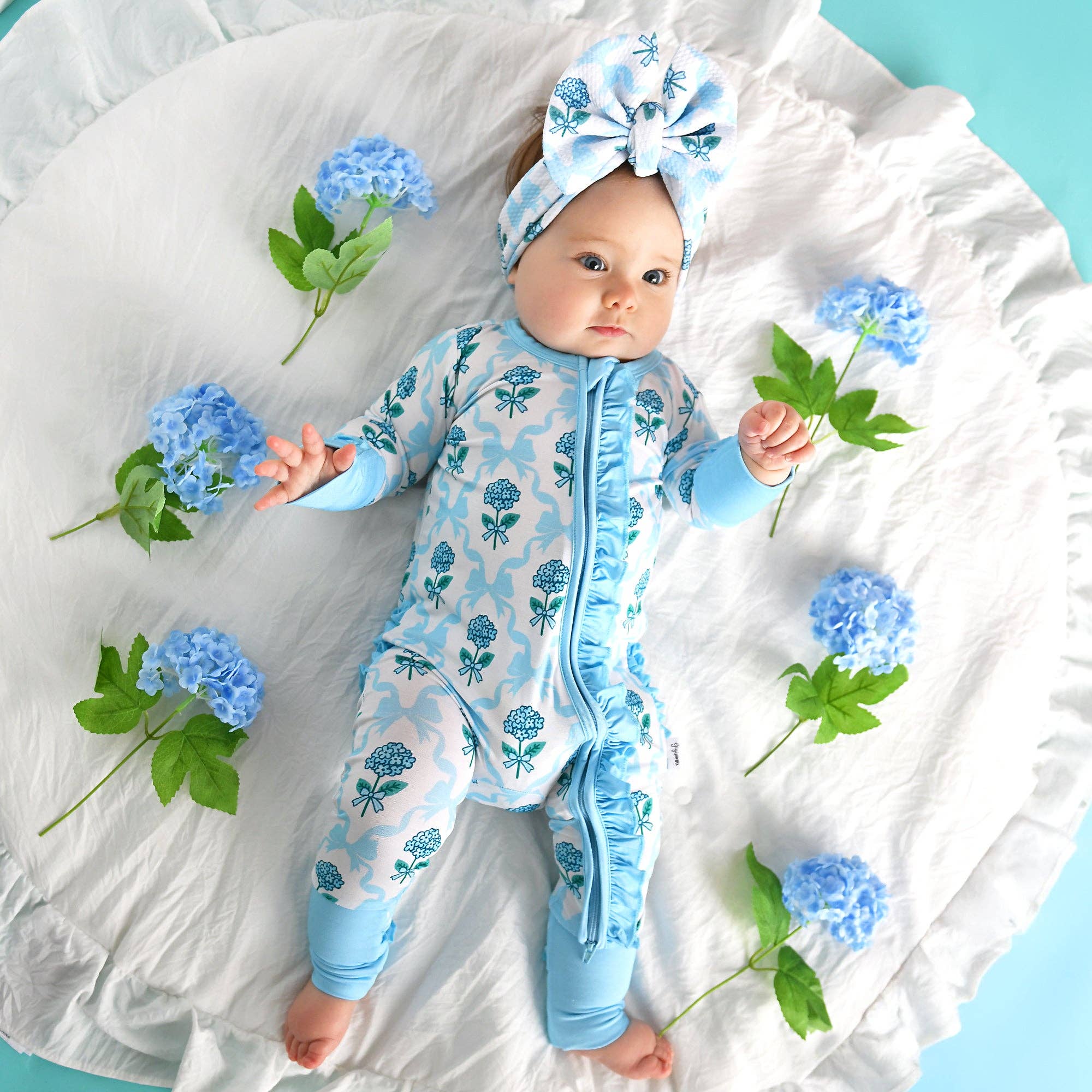 Savannah RUFFLE ZIP Bamboo One Piece Floral Baby Outfit