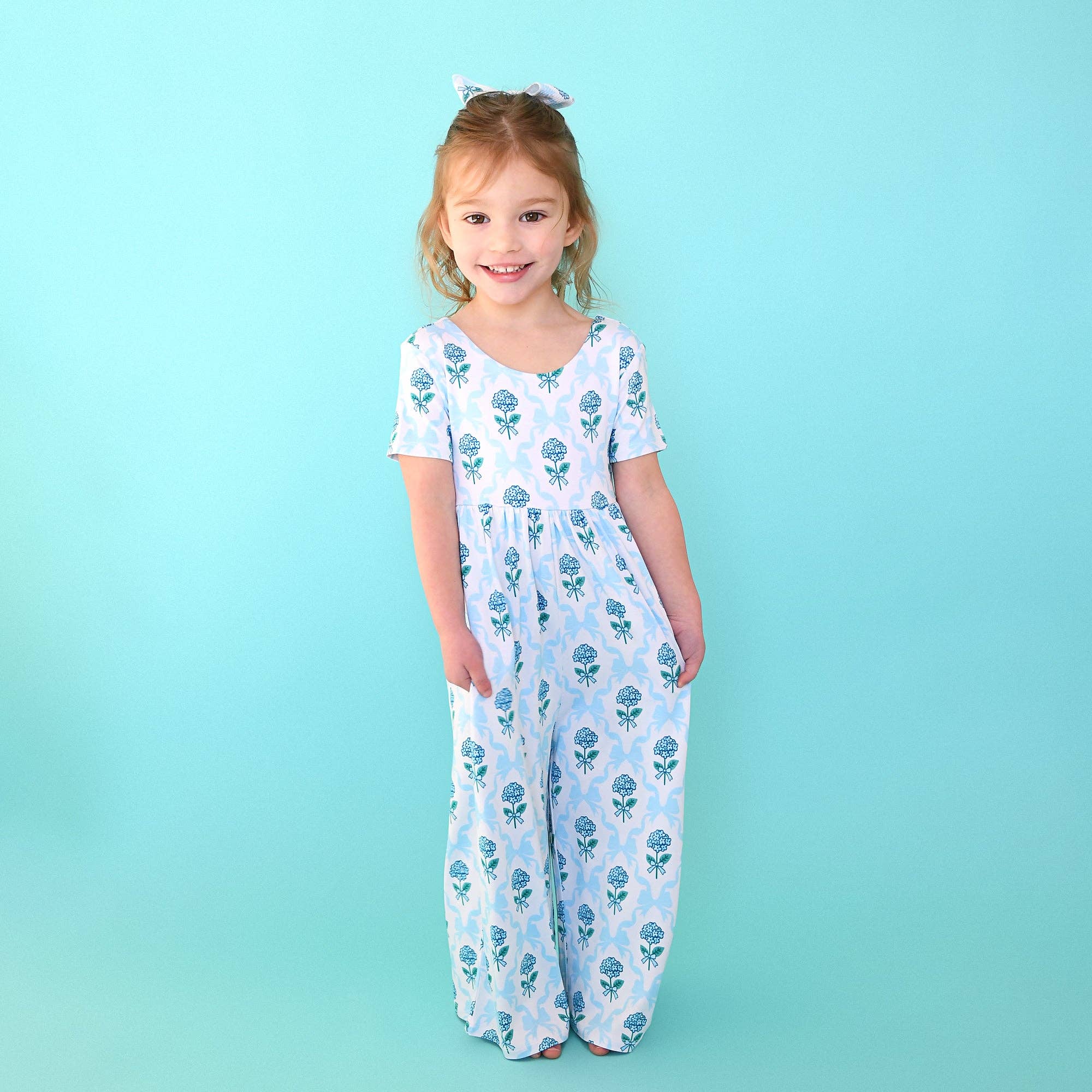 Savannah WIDE LEG ROMPER Bamboo Floral Kids Clothing Outfit