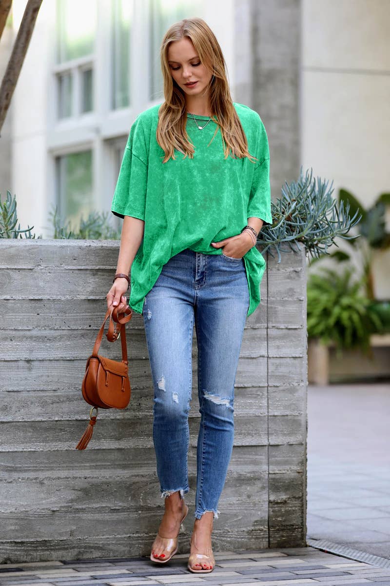 Washed Cotton Oversized Tee Zenana