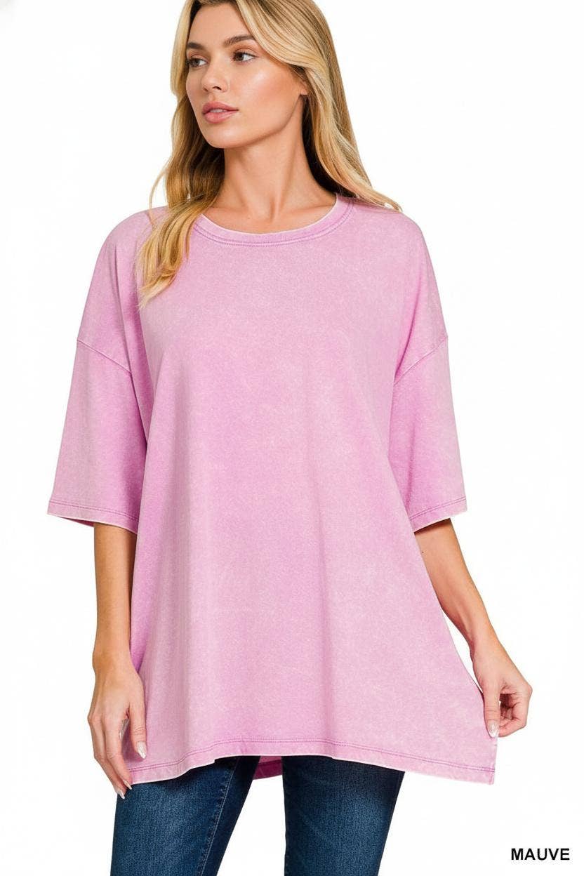 Acid Wash Oversized Cotton Tee - Zenana