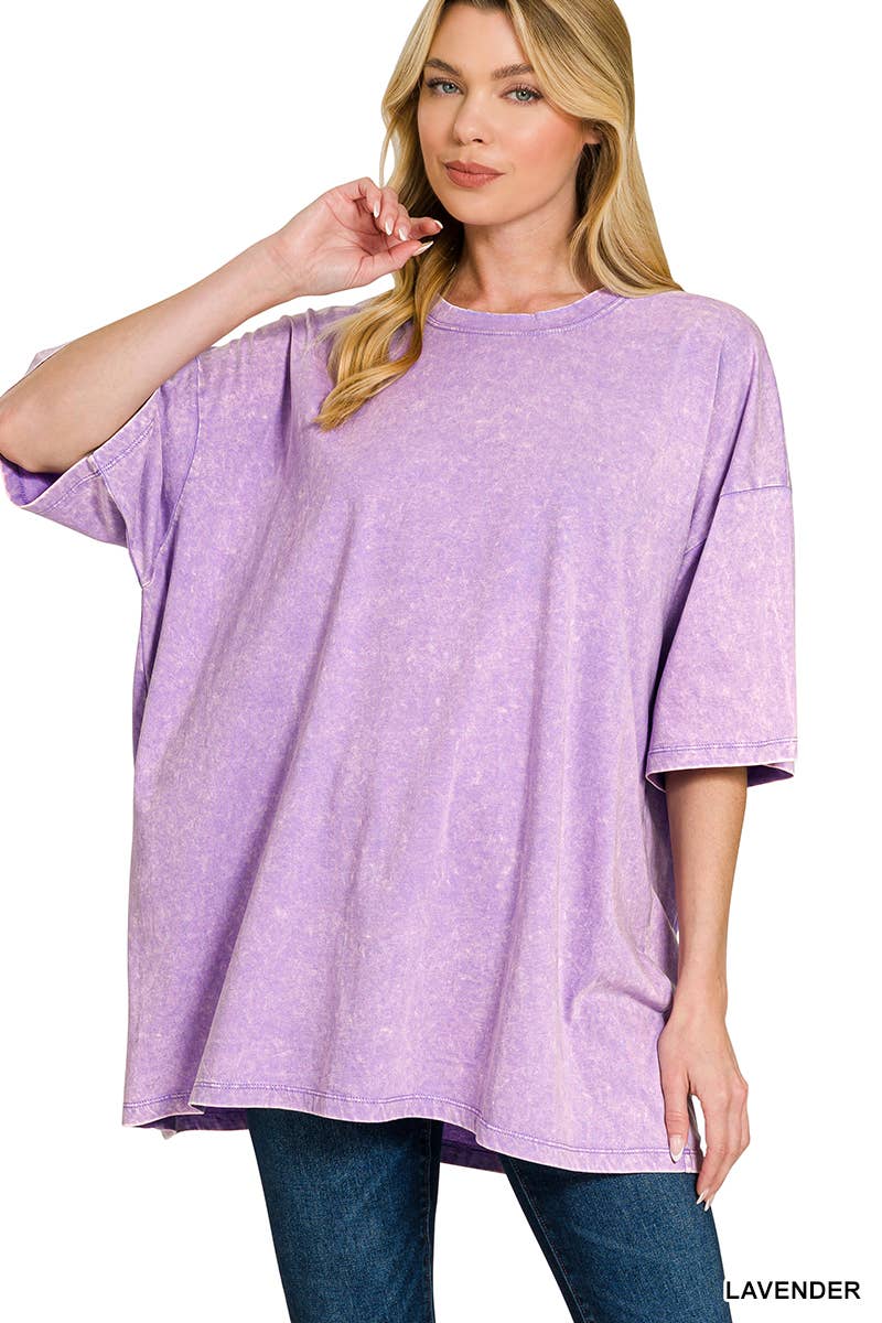 Acid Wash Oversized Cotton Tee - Zenana