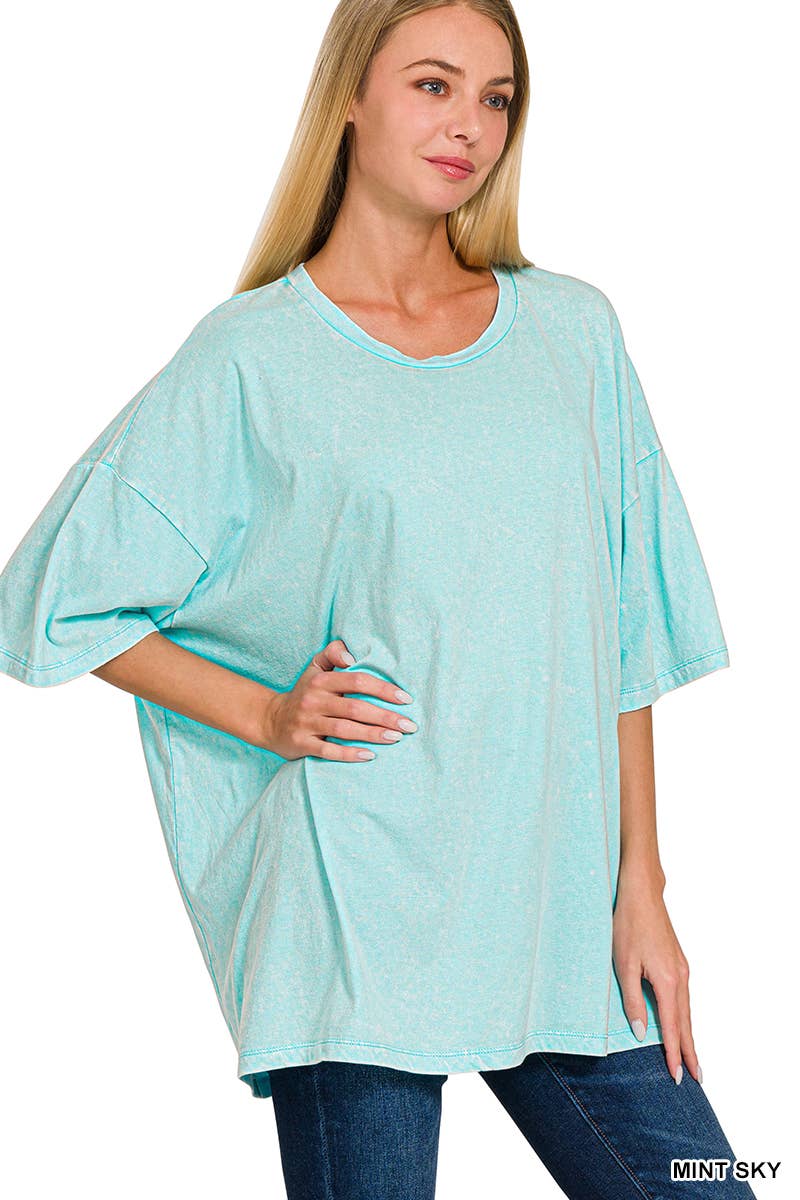 Acid Wash Oversized Cotton Tee - Zenana