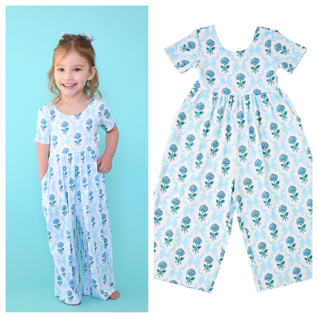 Savannah WIDE LEG ROMPER Bamboo Floral Kids Clothing Outfit