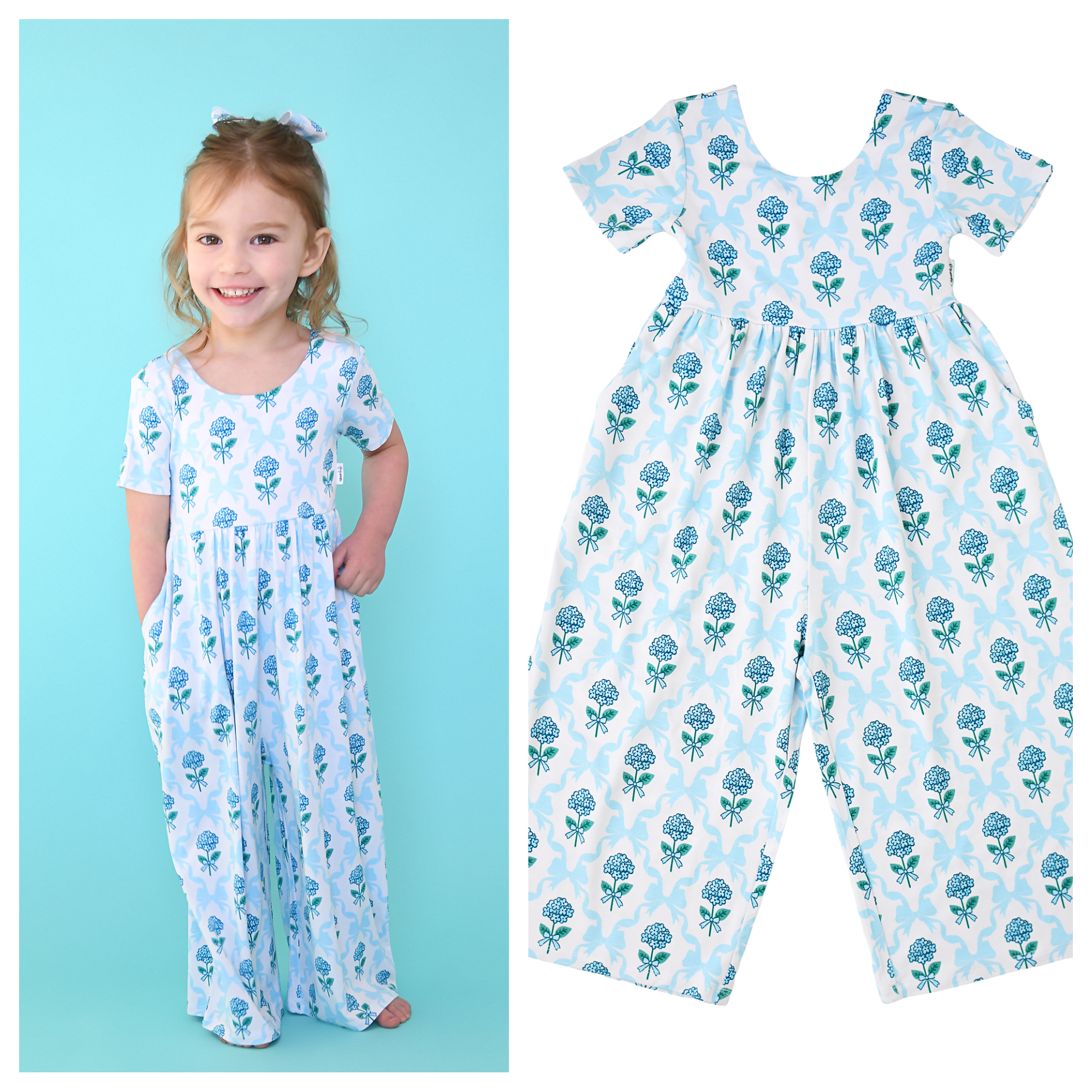 Savannah WIDE LEG ROMPER Bamboo Floral Kids Clothing Outfit