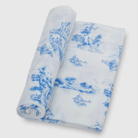 Blue Chinoiserie swaddle