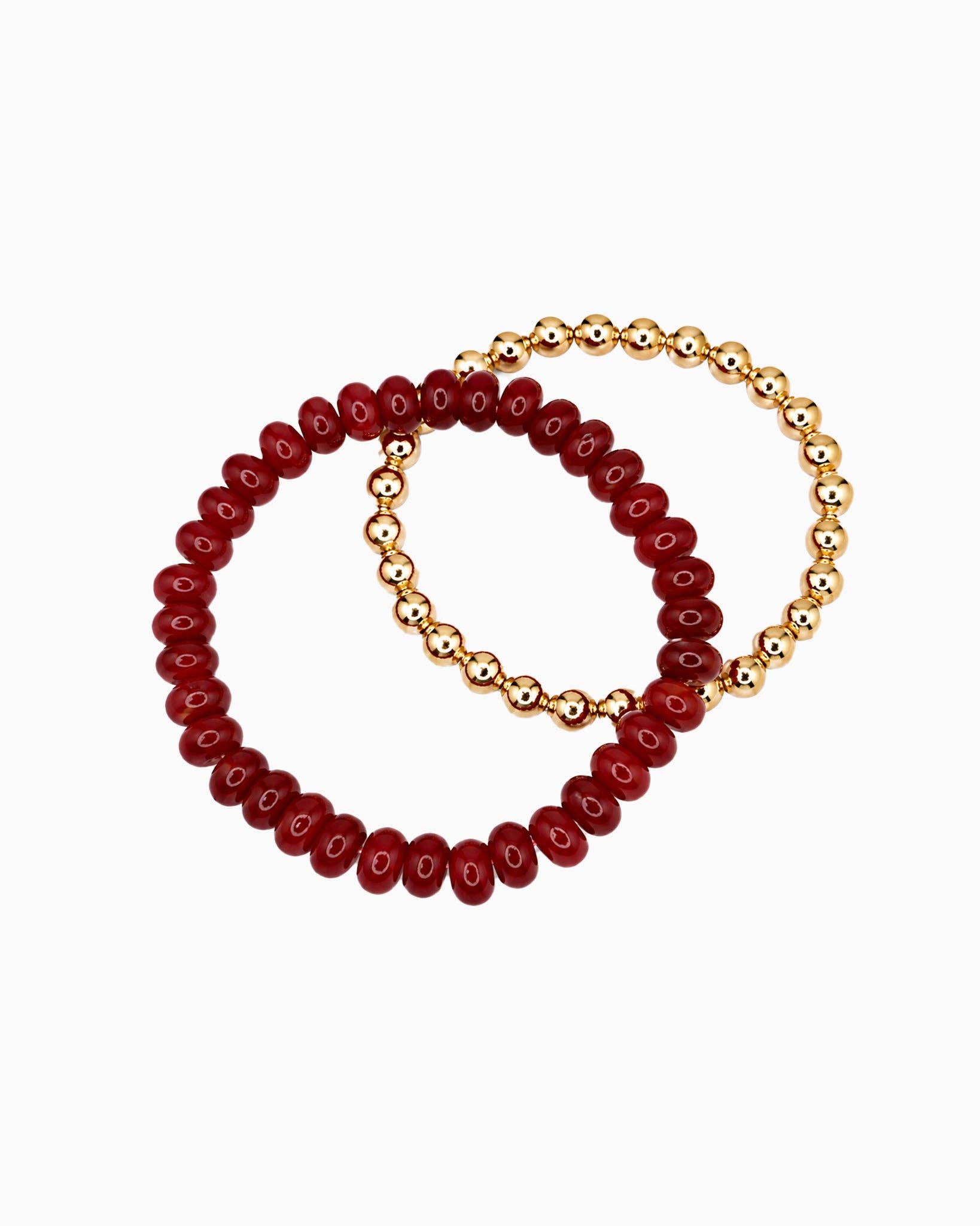 2 Layered Semi-Precious Beaded Bracelet Set