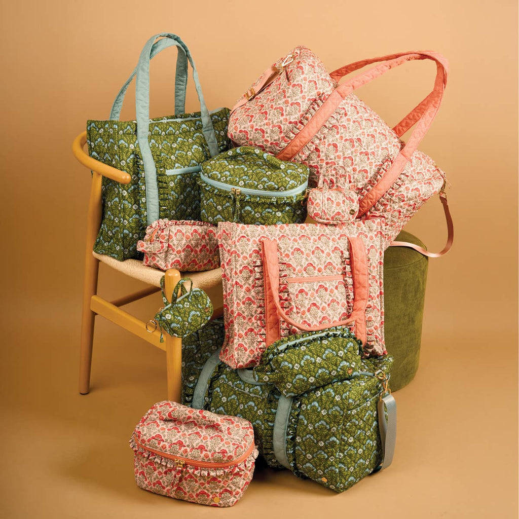 Essentials Quilted Cosmetic Pouch–Everbloom Forest Green