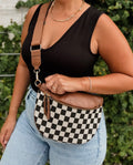 Brown & Black Checkered Crossbody