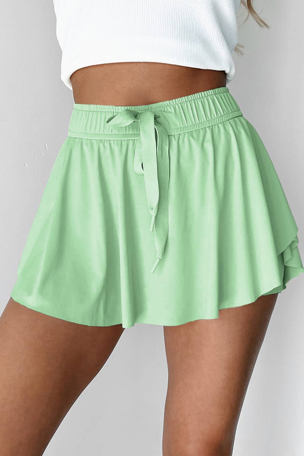 Drawstring Elastic Waistband Lined Tennis Skorts