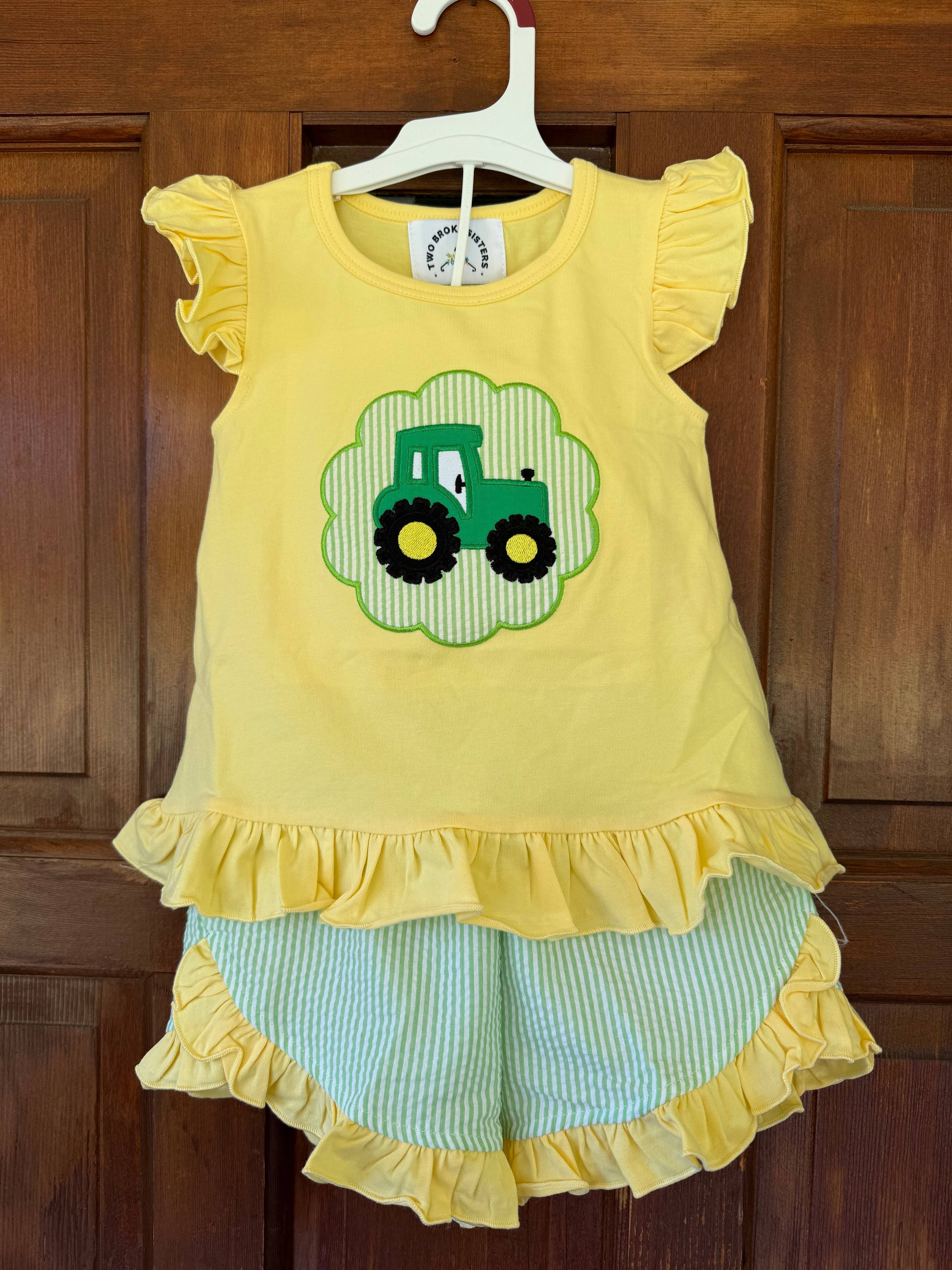 Yellow & Green Tractor Short Set