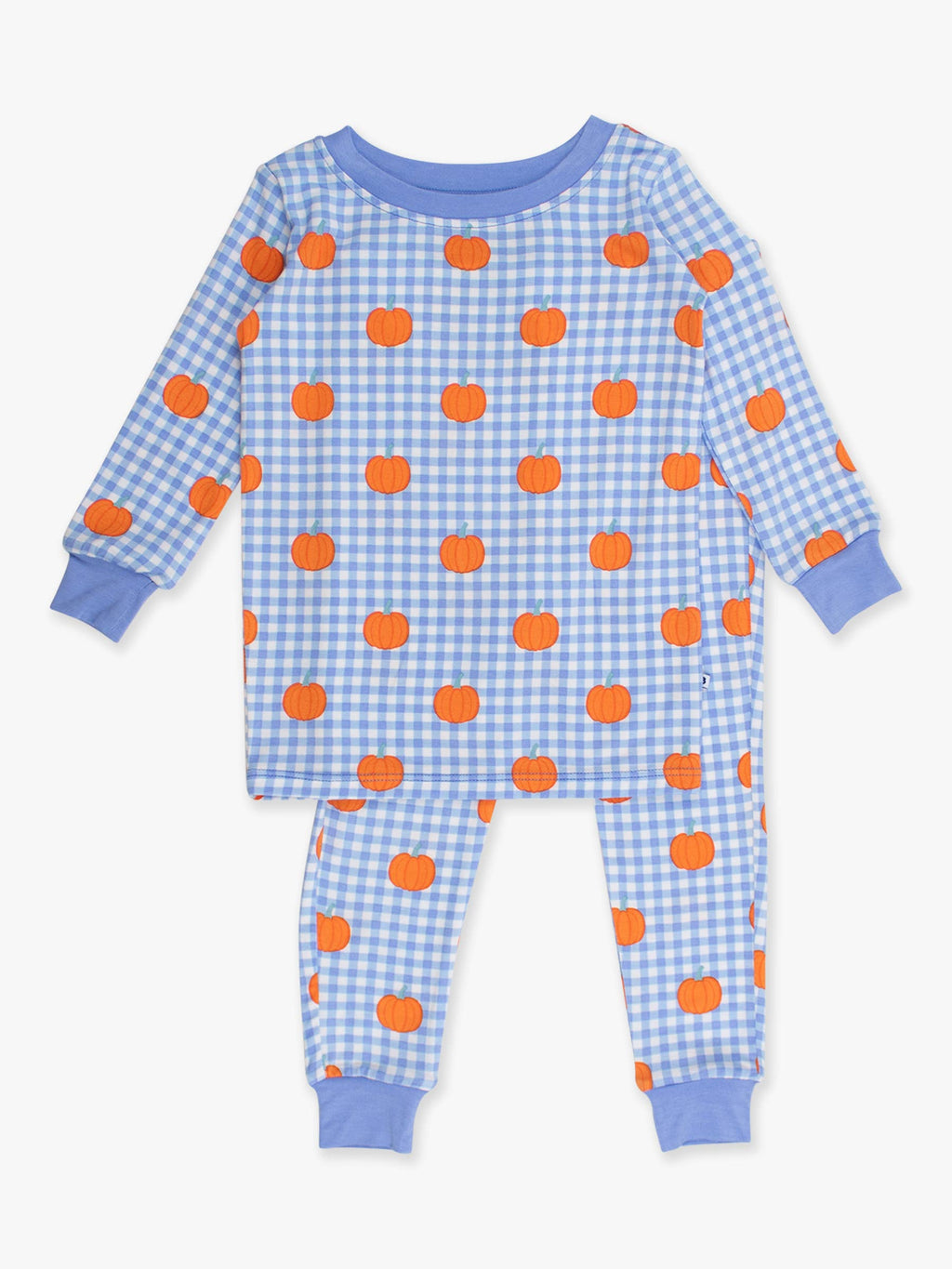 SoftSnooze™ Kids Bamboo Viscose Pumpkin Patch Gingham Long Sleeve Pajama Set