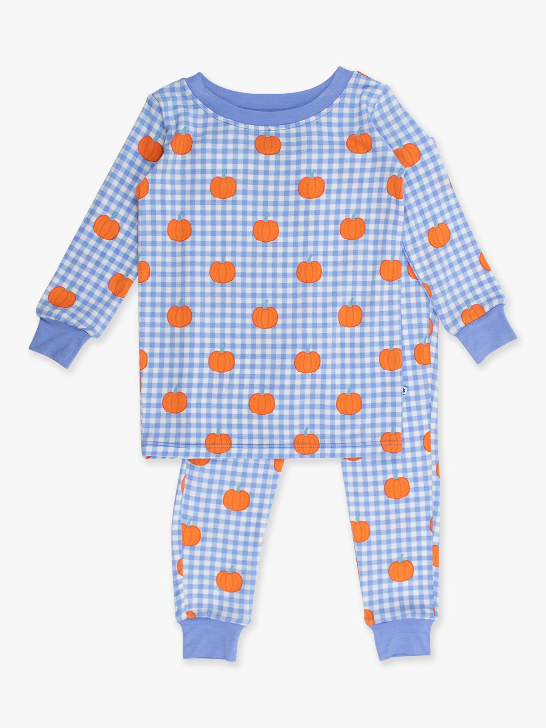 SoftSnooze™ Kids Bamboo Viscose Pumpkin Patch Gingham Long Sleeve Pajama Set