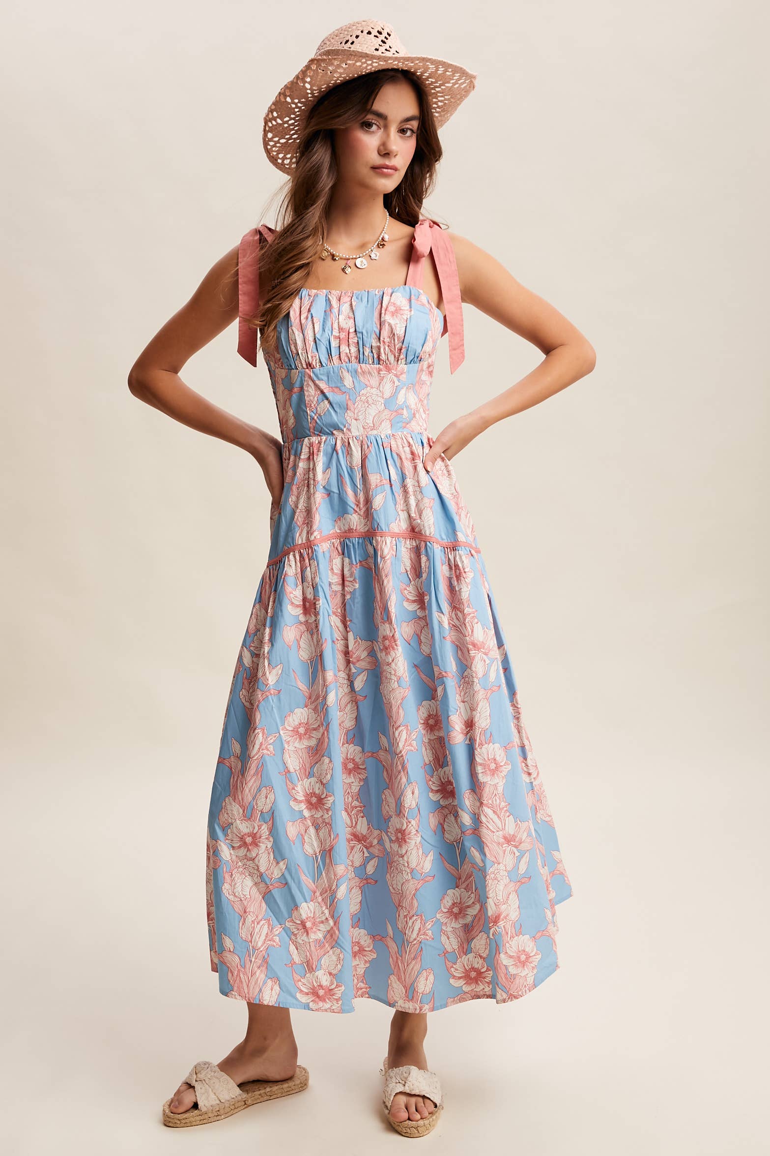 Floral Tie-Shoulder Sundress LD1552