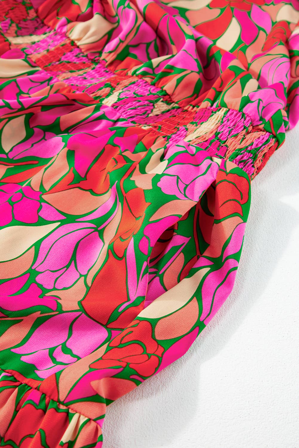 Floral Short Sleeve Smocked Waist Maxi Dress (S-XL)