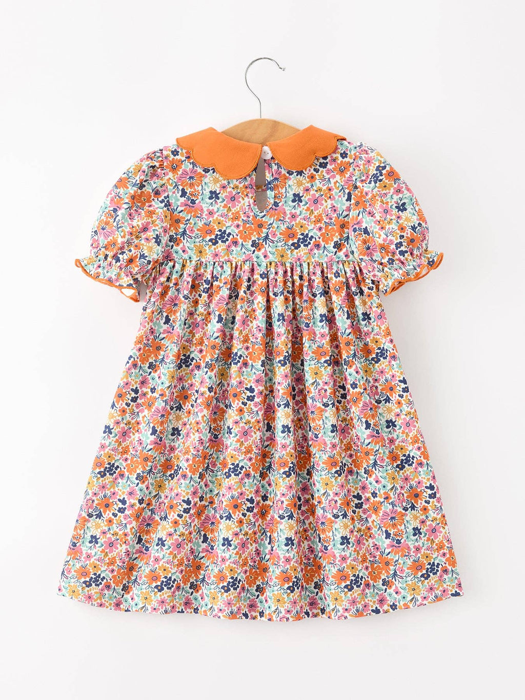 Fall Floral Smocked Petals Collar Girls Dress