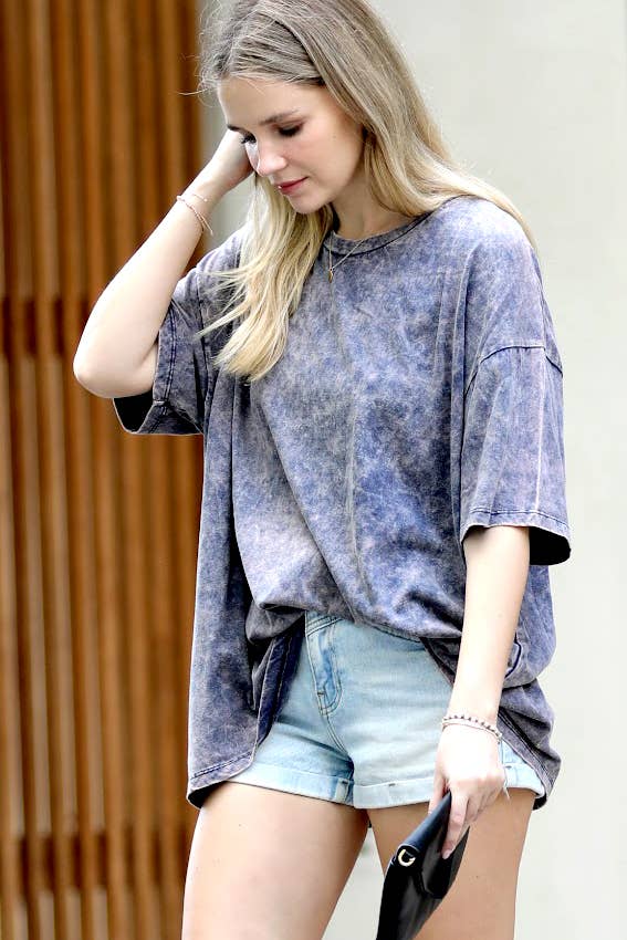Acid Wash Oversized Cotton Tee - Zenana