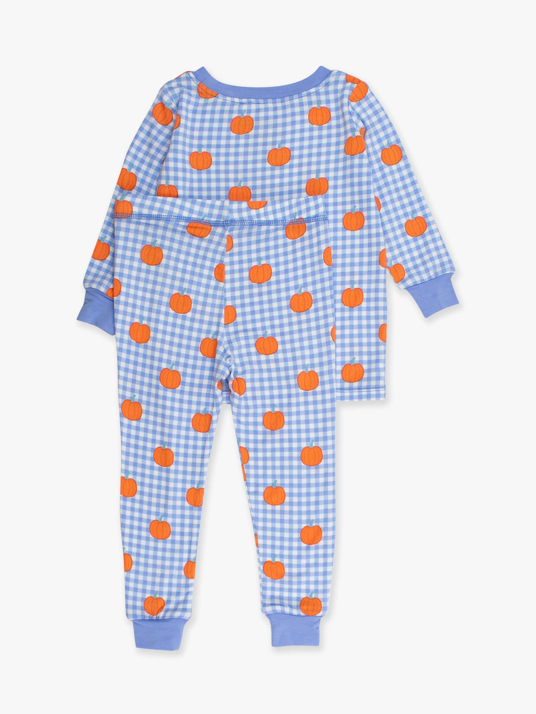 SoftSnooze™ Kids Bamboo Viscose Pumpkin Patch Gingham Long Sleeve Pajama Set