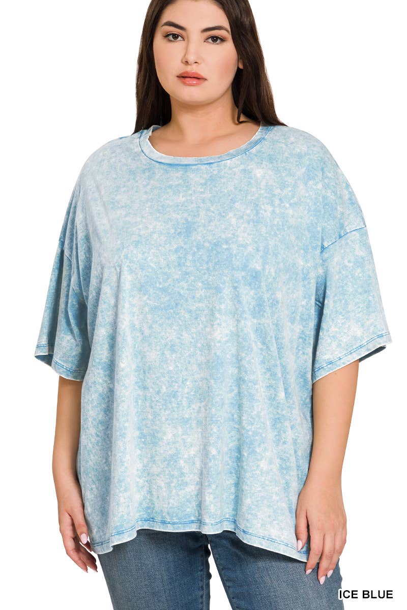Plus size Washed Cotton Oversized Boyfriend Tee - Zenana