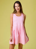 Women's Bubblegum Gingham Pleated Skirt Active Dress & Bike Short Set